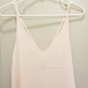 Deep V-neck top in blush/baby pink